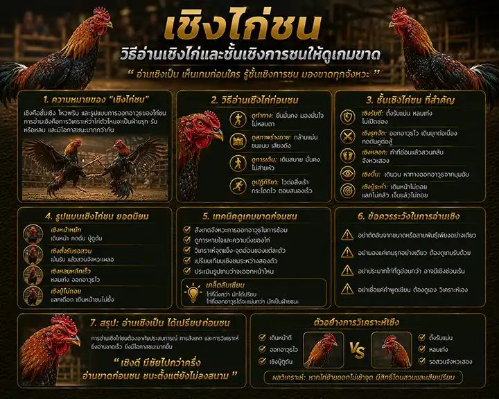 เชิงไก่ชน: วิธีอ่านเชิงไก่และชั้นเชิงการตีให้ดูเกมขาด