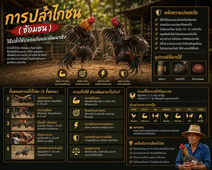 การปล้ำไก่ชน (ซ้อมชน): วิธีปล้ำให้ปลอดภัยและพัฒนาเชิง